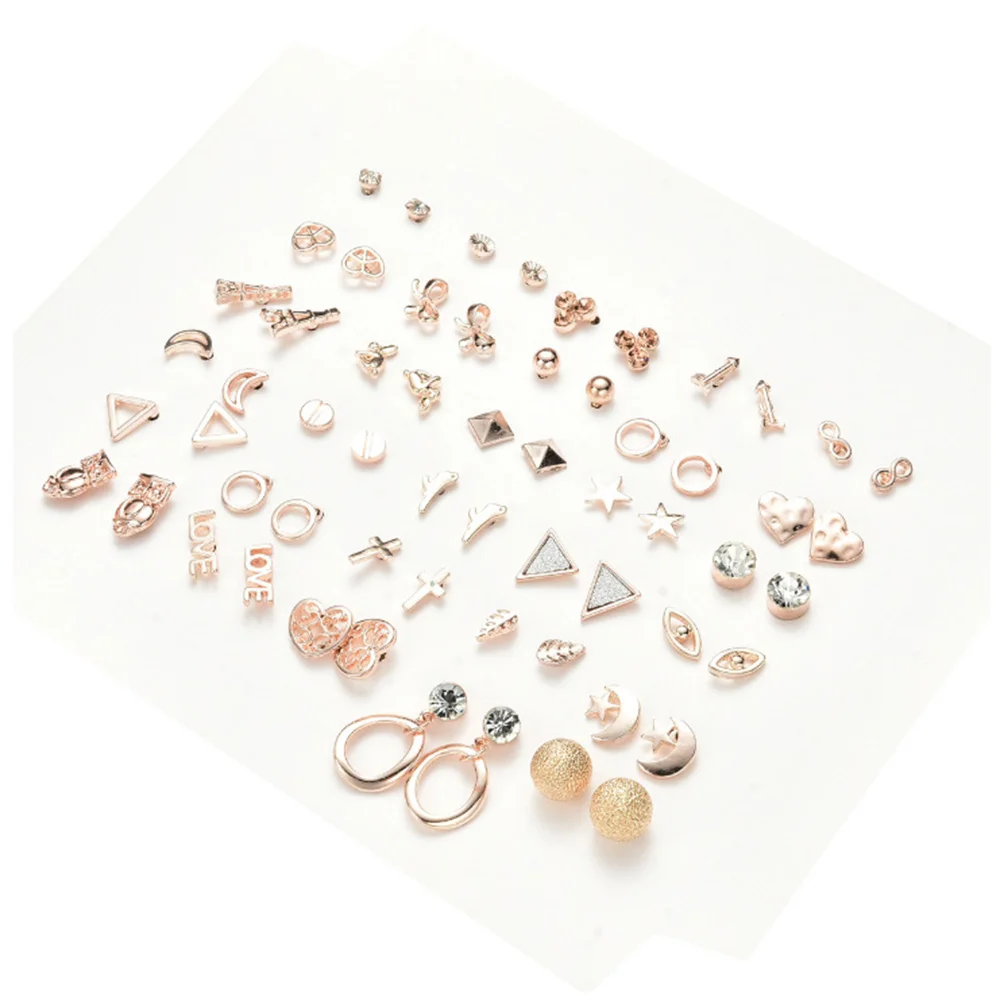 

30Pairs Women Small Fresh Earrings Set Unique Geometric Animal Moon Star Design Durable Earrings Perfect Gift for Women