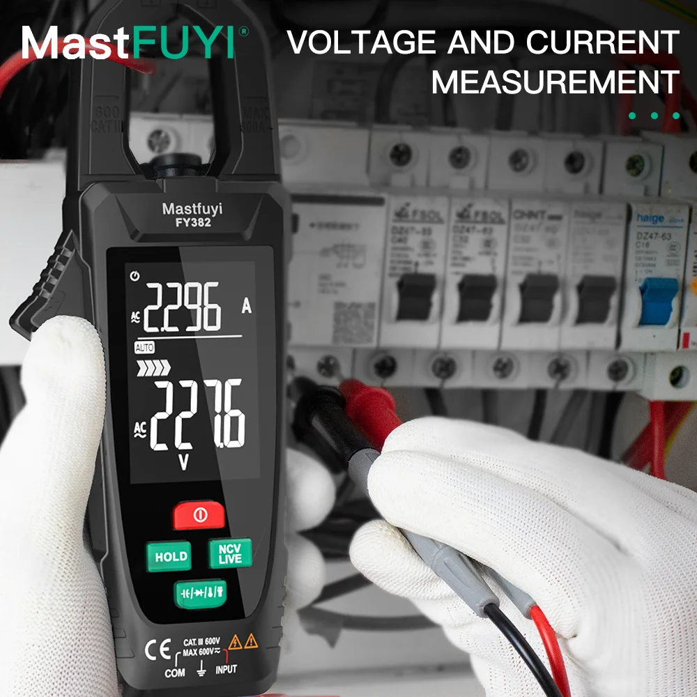 MASTFUYI Digital Clamp 3in1 multimeter electrical tester &temperature meter 9999 Counts AC Voltage NVC induction easy install&us