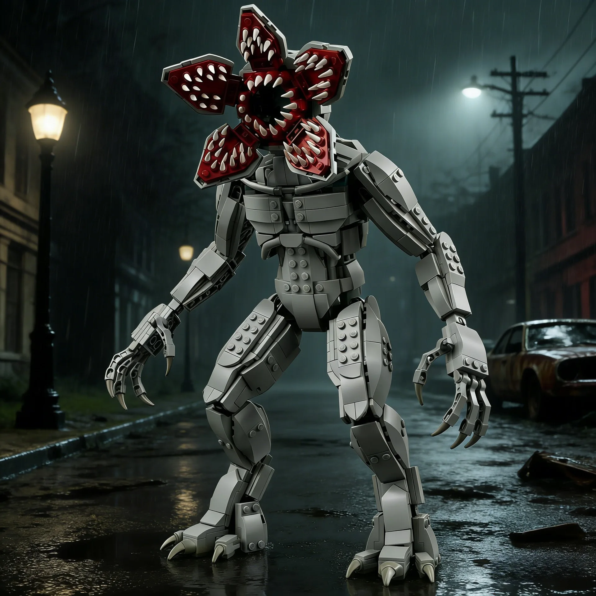 Horror Movie Stranger Chomper Figure Orchid Monsters Model Building Block Sets Toys Collector's Figure for Kids Halloween Gift