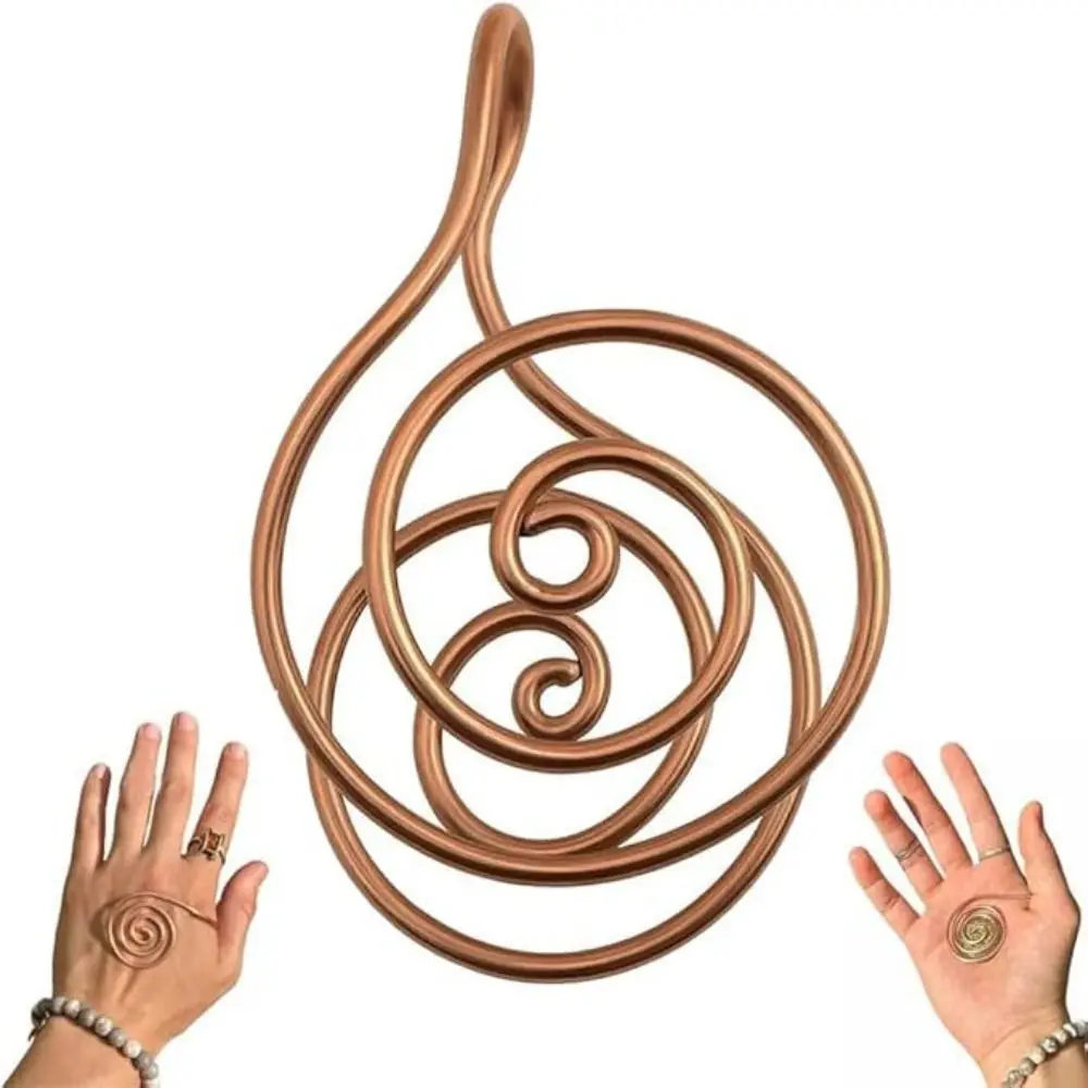 Anillo de Palma de cobre ajustable, anillo de mano en espiral de energía Reiki hecho a mano portátil, accesorios de joyería, brazalete de cobre