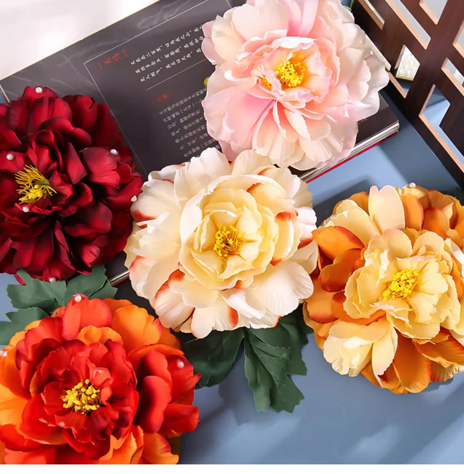 15cm large Fabric Blooming Rose Flower woman Hair Decorations & Brooch wedding party Hair Clip Bridal Wedding Hair Flower Studio image 6