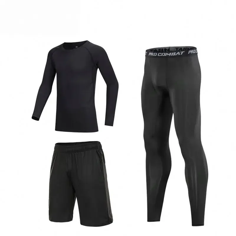 

Men's Clothes Sportswear Compression Set Male Summer Short Sleeve Tights Training Base Leggings T-Shirt Ski Thermal Underwear