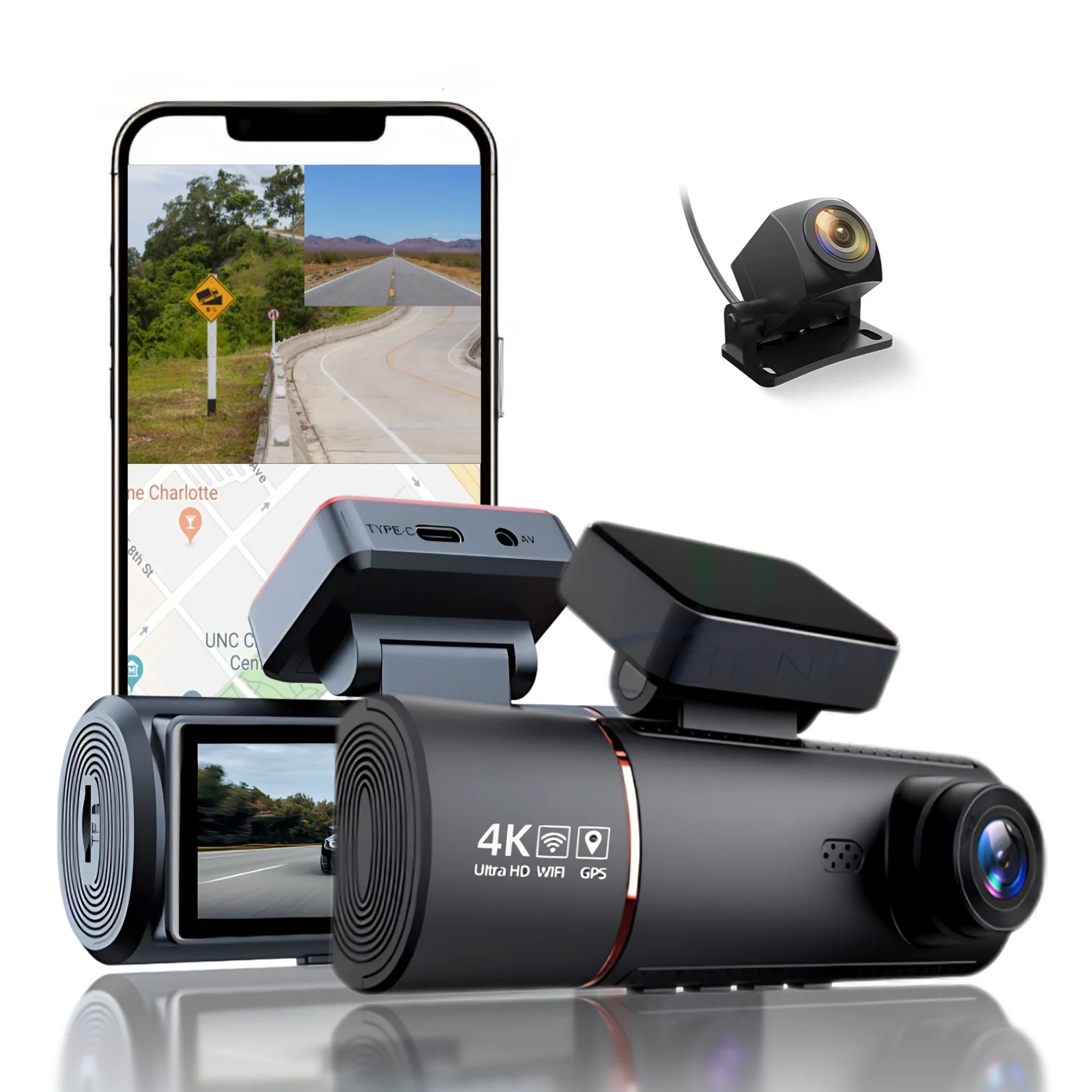 

4k 3.16 Inch Dash Cam Dual Lens Ultra Hd Real Car Dvr For Cars Channel Camera Video 150 170 Angle 360 Panorama Mobile 4k Car Dvr