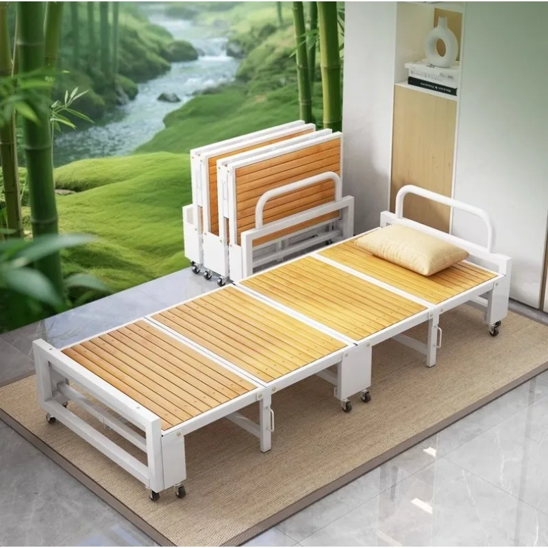Bamboo bed folding bed single simple lunch break siesta bed household cold suitable for bedrooms and living rooms