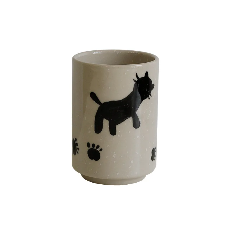 Retro Hand-Painted Cat Ceramic Mug Niche Helicopter Cup Mouthwash Cup Cute Afternoon Tea Tea Cup