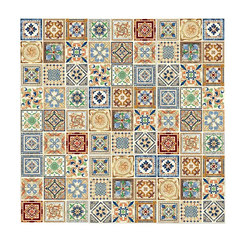 Vintage wall tiles Indian thangka gilt tiles balcony kitchen stove background wall flower tiles