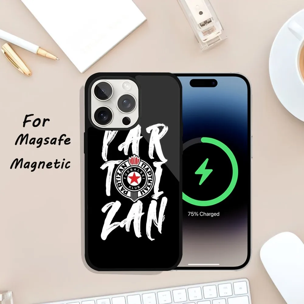 Partizan Beograd Phone Case For iPhone 11 13 12 14 15 Plus Max Pro Magsafe Magnetic Wireless Charging shell