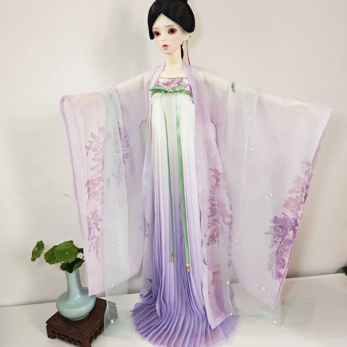 

Clothes for doll 1/4 1/3 BJD dress, Light purple floral ancient-style dress 30-35cm cotton doll clothes free shipping