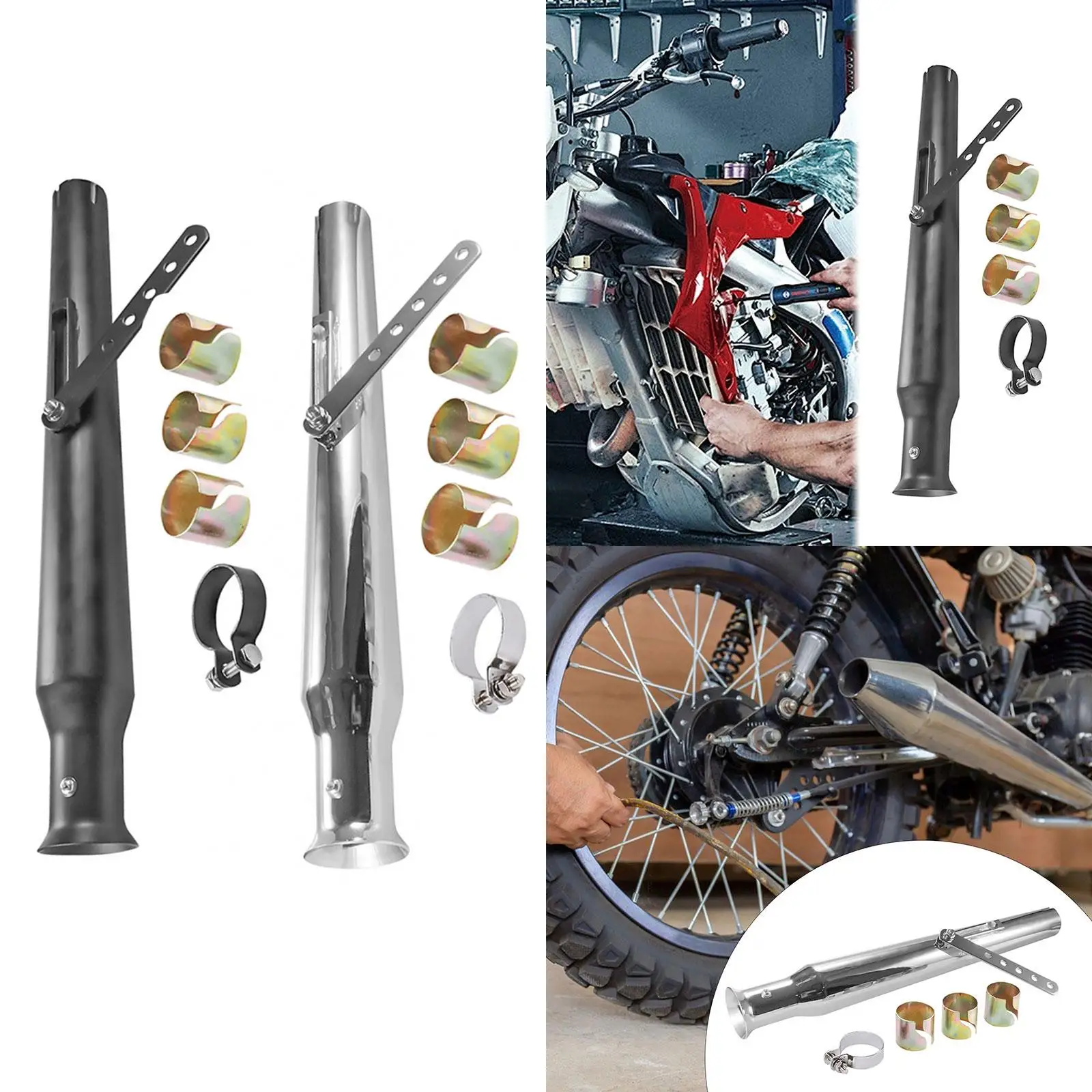 Motorcycles Exhaust Pipe Connect Pipe with Clamps Reducing Sleeves