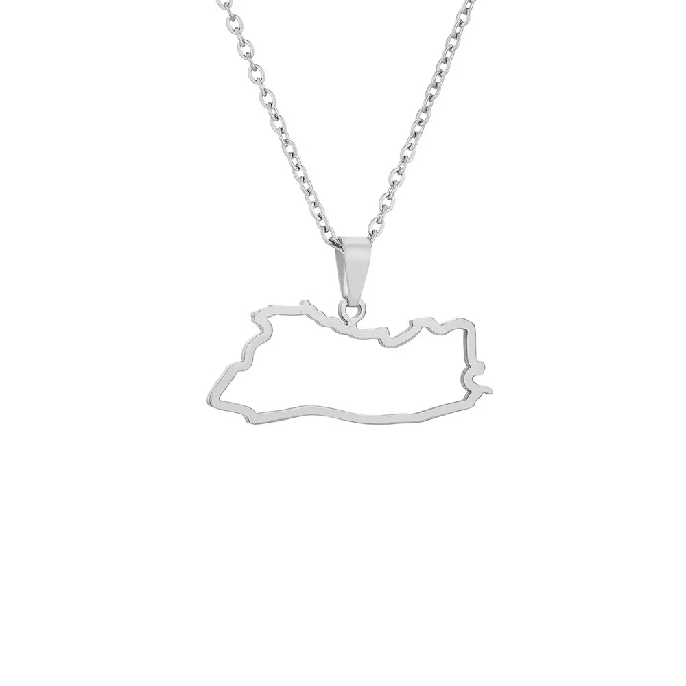 الفولاذ المقاوم للصدأ السلفادور خريطة جوفاء قلادة قلادة المجوهرات #4