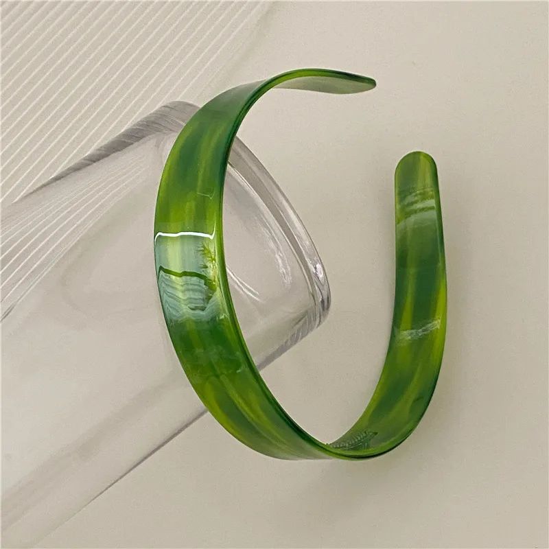 2022 Women Wide Green Purple Marble Hair Hoop Hair Bands Swrils Acetic Acid Headband For Elegant Girls Korean Fashion