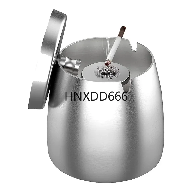 

Stainless Steel Ashtray with Lid for Outdoor Use, Wind-Resistant Design, Non-Slip Base, Ideal for Stormy Conditions