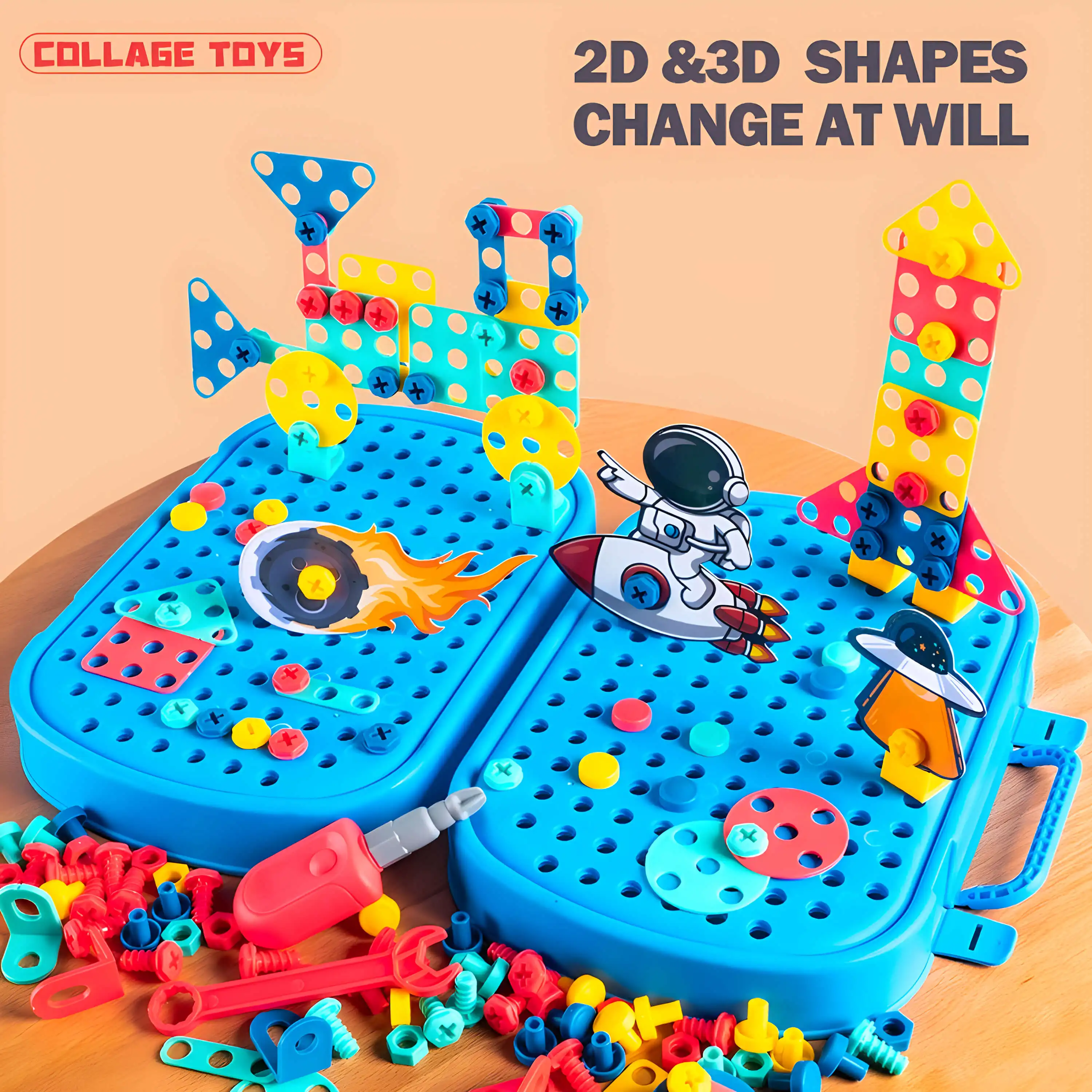 3D Puzzle Simulation Screw Tool Box, Electric Drill DIY Hands-on Disassembly Electric Drill Assembly Puzzle Boys Toys