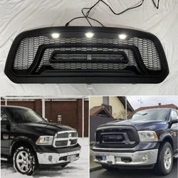 Raptor Style Front Mesh Grill For Dodge Ram 1500 2013-2018 Racing Grille ABS Black Bumper Mask Replacement Grid