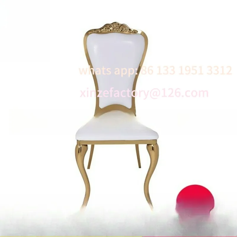 

Customizable Stainless Steel Gold Plated Wedding European Hotel Banquet Foreign Wedding Chair Wide Back