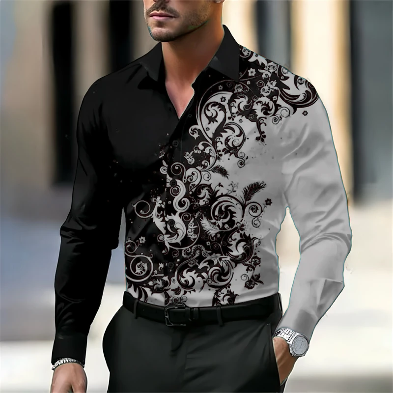 12 color men\'s shirt long-sleeved shirt 3D printing high-definition pattern shirt daily casual shopping clothing XS-6XL size