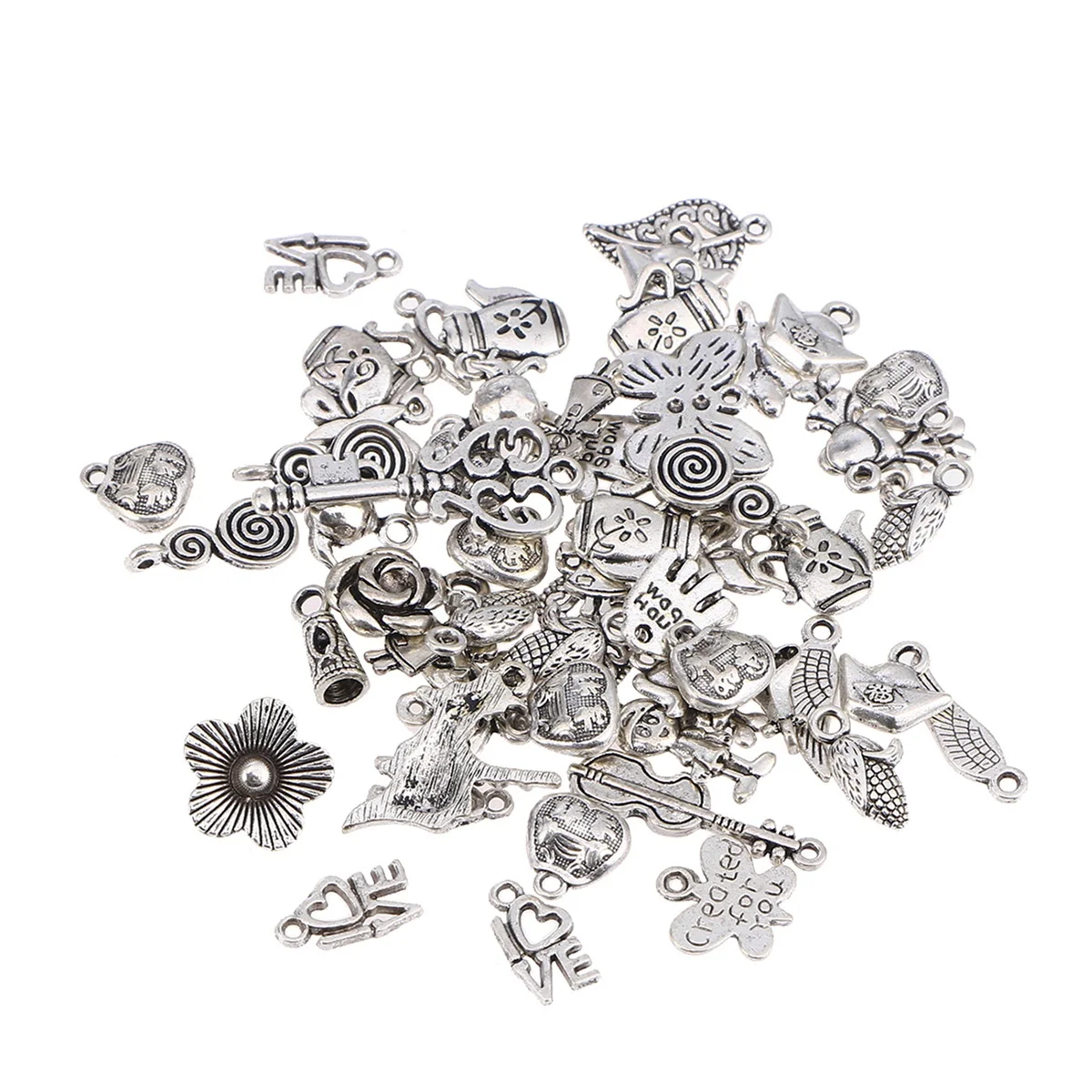 

50 Pcs DIY Jewelry Pendant Metal Charm Accessories Tibetan Silver Charms Necklace Handmade Bracelet