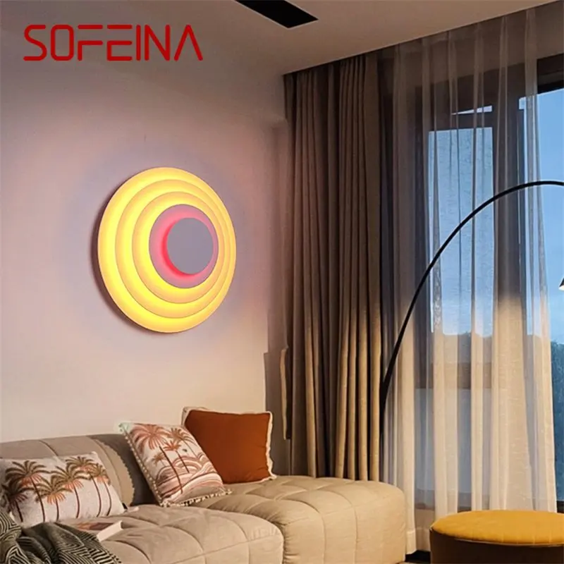 

SOFEINA Contemporary Wall Light Simple Creative LED Atmosphere Decorative Bedroom Bedside Round Sconce Lamp