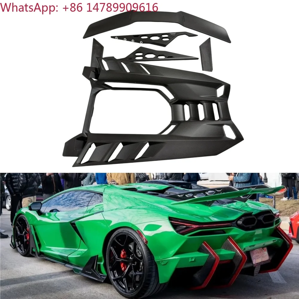 Car Body Kit For Old-to-new ConversionFor Revuelto D Style Dry Carbon Fiber Rear Bumper Rear Spoiler Engine Cowling And Wing Bo