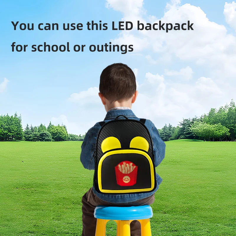LED 배낭 여성용 어린이 가방 풀 컬러 스크린 프로그래밍 가능한 스크린 방수 배낭 App 제어 오토바이 OutdoorMochila