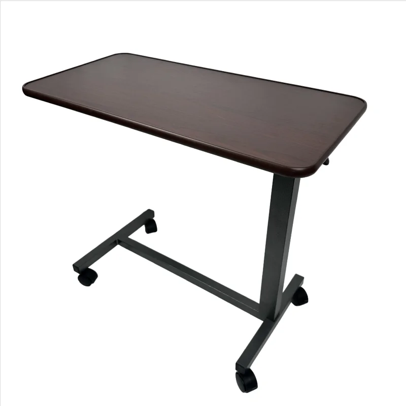 طاولة بجانب السرير خشبية قابلة للتعديل لتناول الطعام في المريض مع عجلات #6