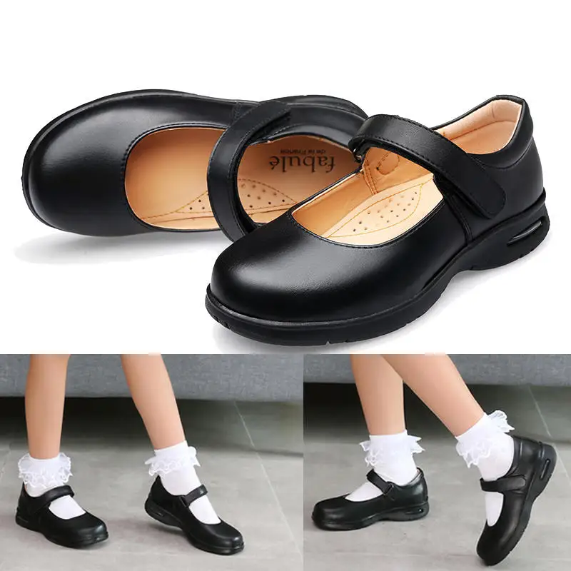 Leather Shoes School Shoe Male Mary Janes Comfortable Princess Girl Shoe Footwear Barefoot Kids Black Female Soft Bottom Light