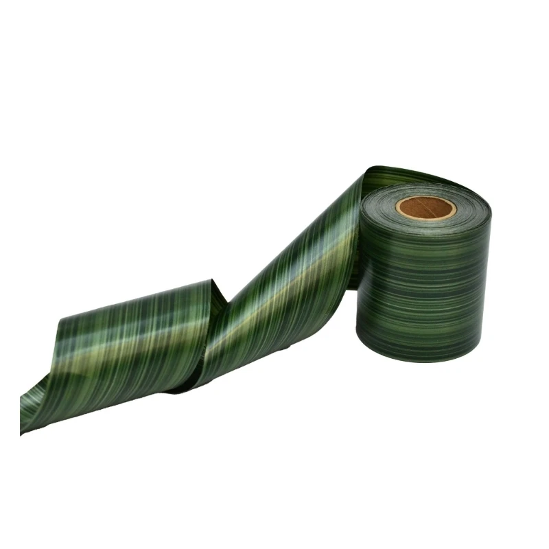 Green Leaves Double Sided Ribbon 10cmX50m Per Roll Wrapping Ribbon For Florist