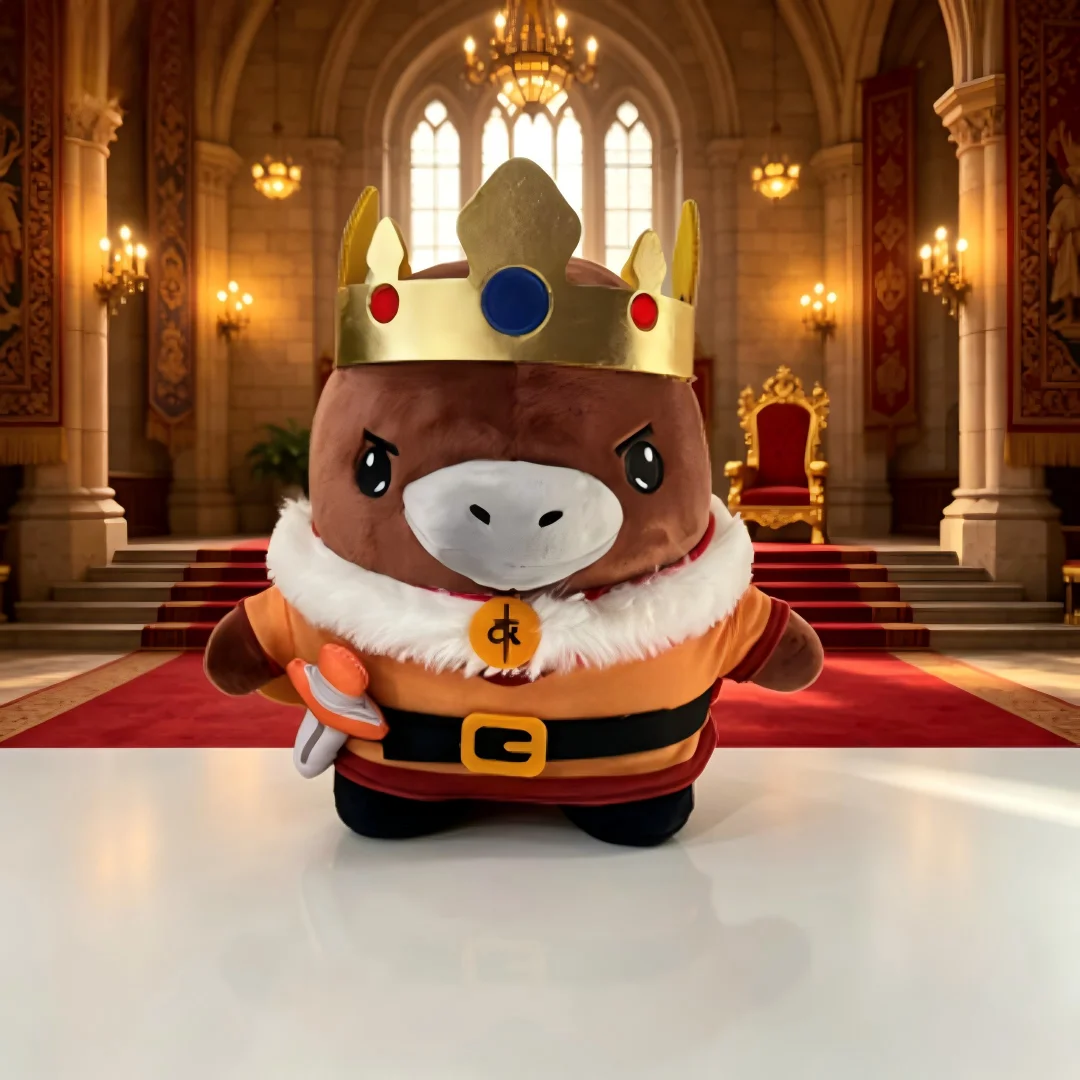 

25CM Platypus King Plush Toy Brown Stuffed Animal With Crown And Belt Soft Doll For Game Fans Gift Birthday Party Decoration