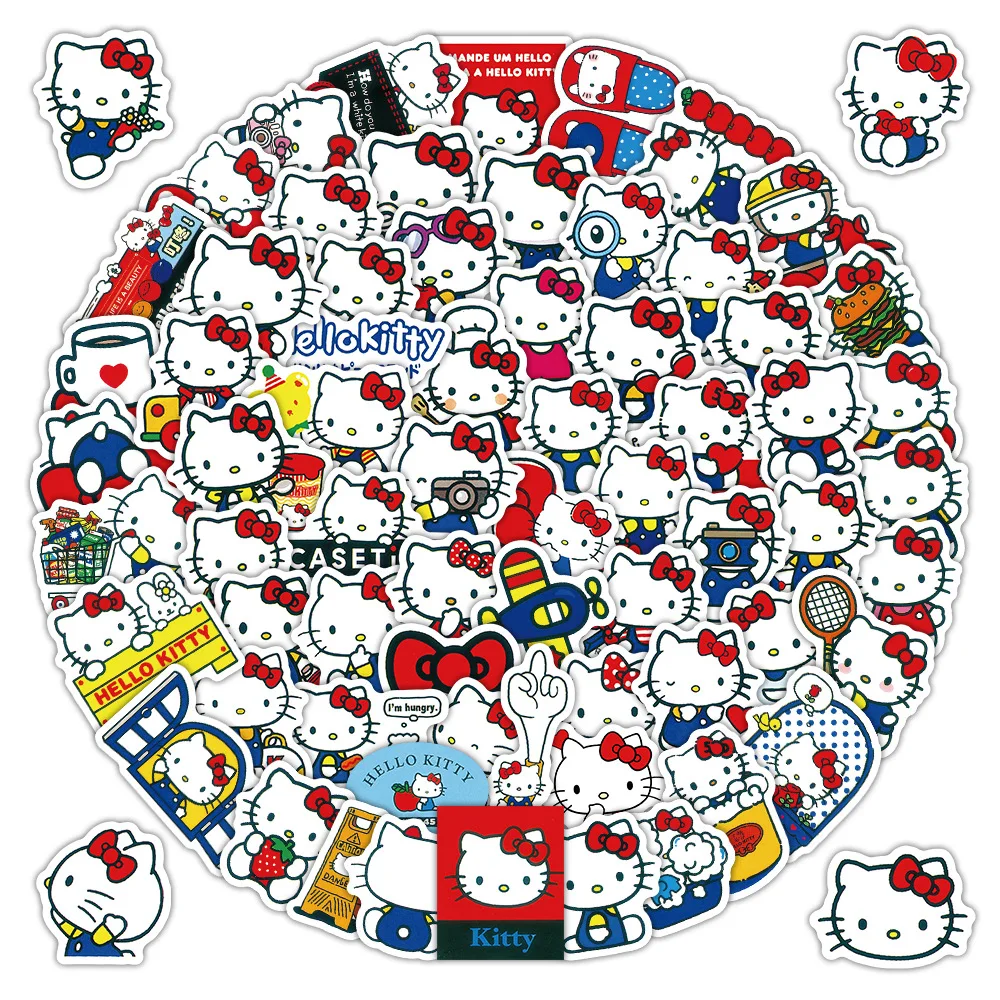 

102pcs Kt Cat Pink Cute Cartoon Graffiti Stickers Waterproof Decals Stickers For Laptop Phone Thermos Ipad Stickers Kids Gift