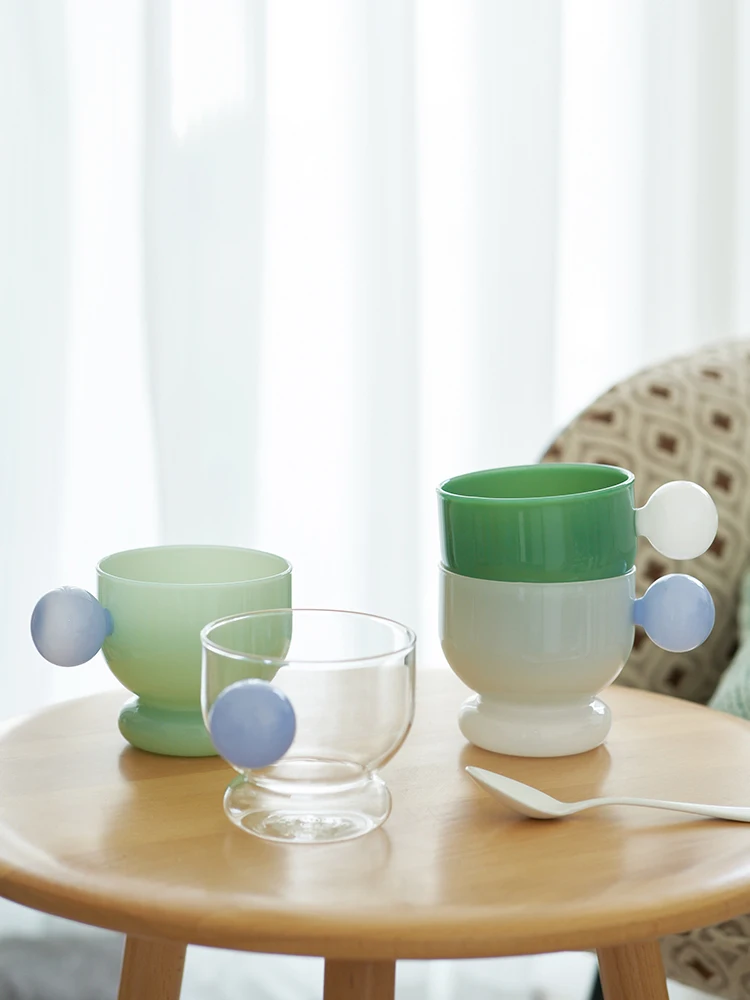 Cute Colourful Glass Cup Tumbler Drinkware Tea Juice Milk Coffee Mug with Ball Handle Home Water Glasses Glass