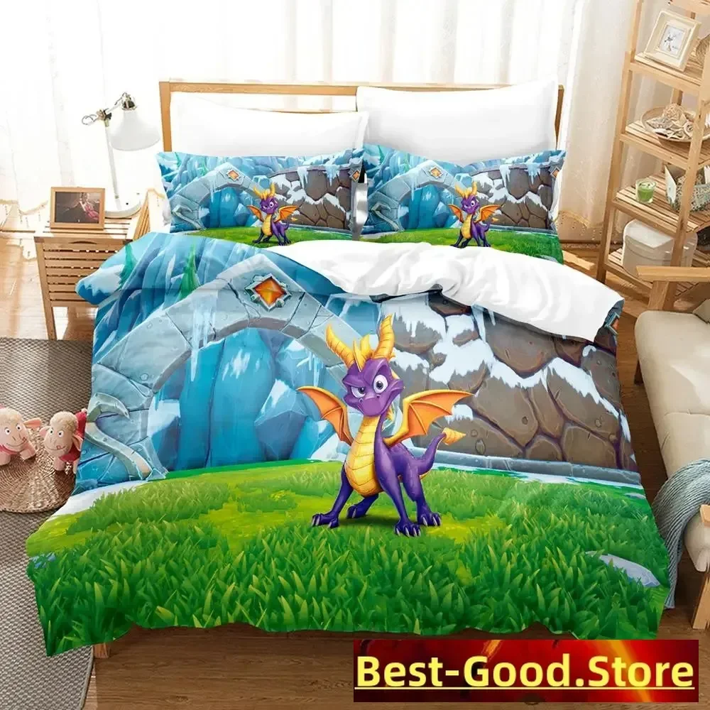 

New Spyro reignited trilogy Bedding Set Single Twin Full Queen King Size Bed Set Adult Kid Bedroom Duvetcover Sets Anime Gme