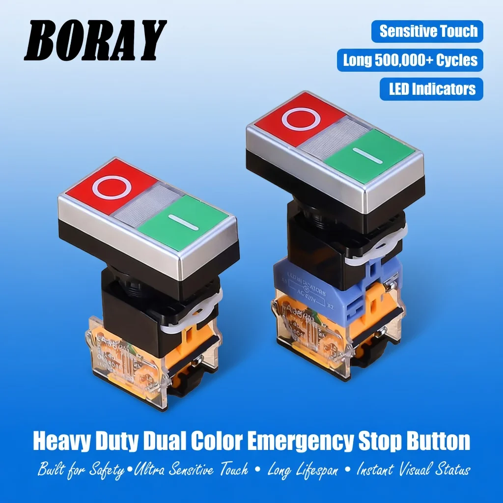 

LA38-11DRG DBH Illuminated Double-Position Self-Resetting Red-Green Start-Stop Button, 2-Position Switch