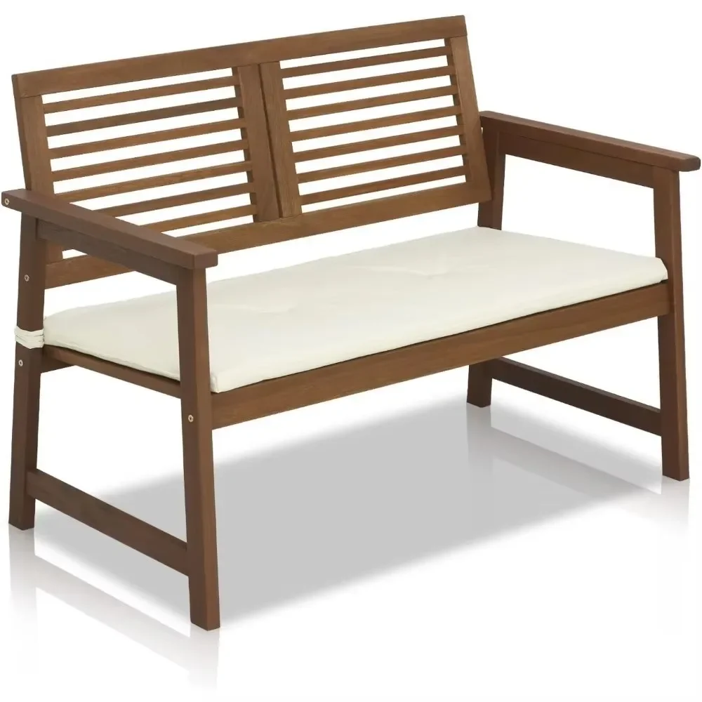 

Hardwood Outdoor Bench in Teak Oil, Seated Cushion Bench, Armrests, backrests, benches,Wooden garden chair, Natural