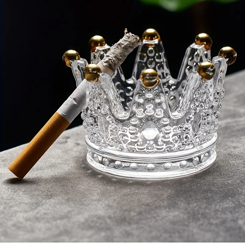 Crown Crystal Ashtray Transparent Glass Cigarette Ash Tray Tobacco Cigar Ashtray Candlestick Smoking Accessories Home Decor Gift