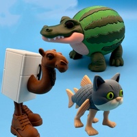 3d Printing Brainrot  Refrigerator Camel Figure Toys Watermelon Crocodile Fish Cat Model Decor Desktop Doll Ornament Gifts