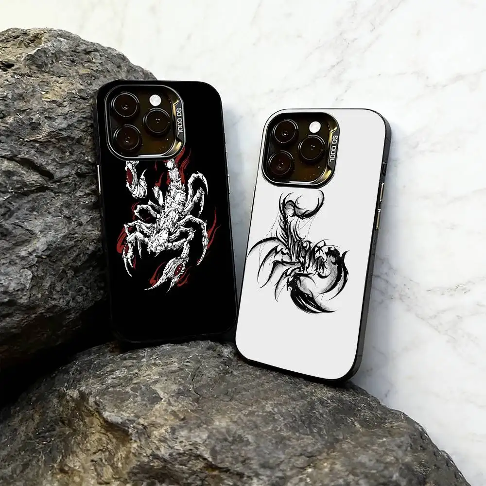 

Scorpion Totem Phone Case For iPhone 17,16,15,14,13,12,11 Plus,Pro Max,XS,Colorful Silver Phone case Funda Cover
