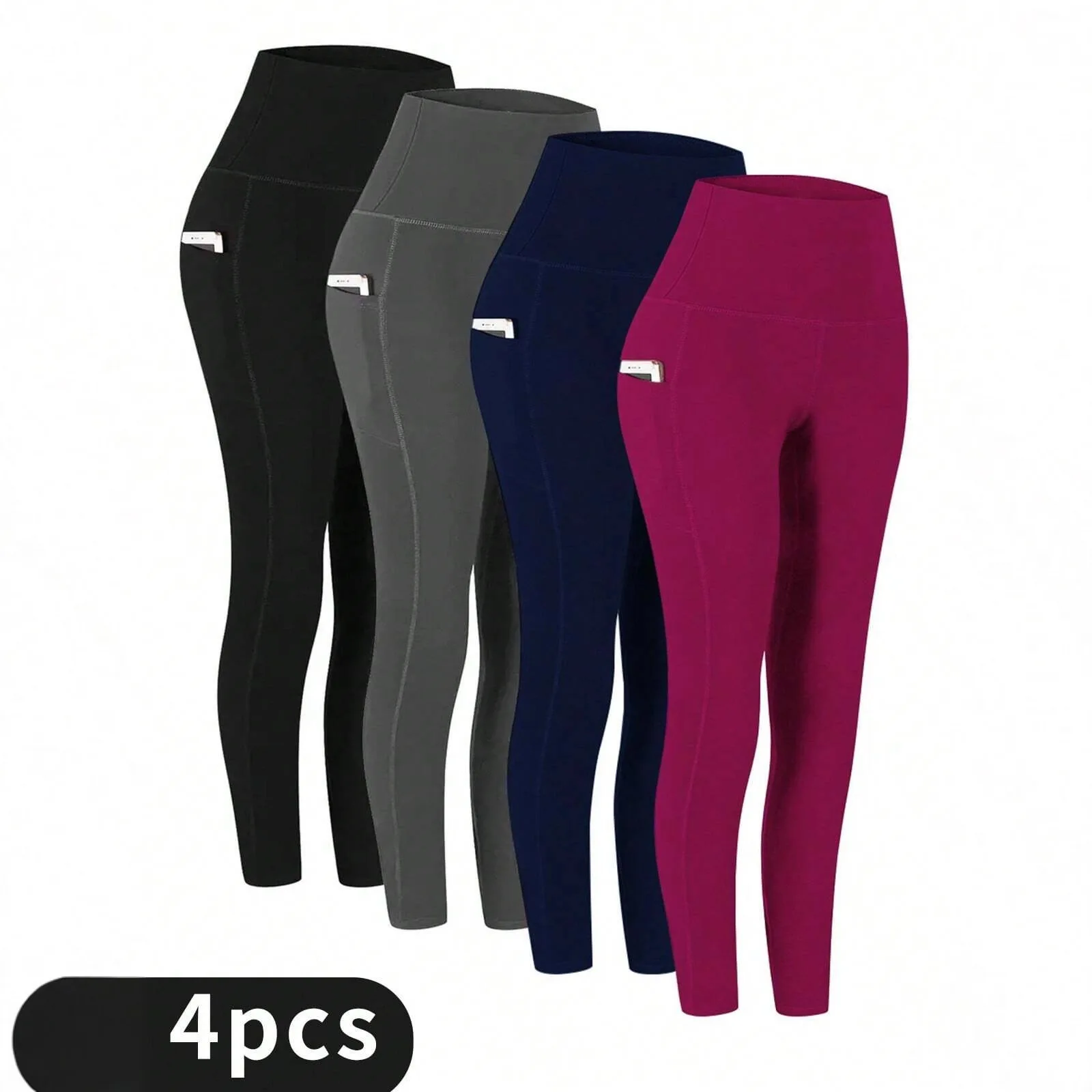 

High Waist Elastic Workout Women Yoga Leggings Tummy Control Ruched Booty With Pocket Pants Seamless Gym Compression Tights