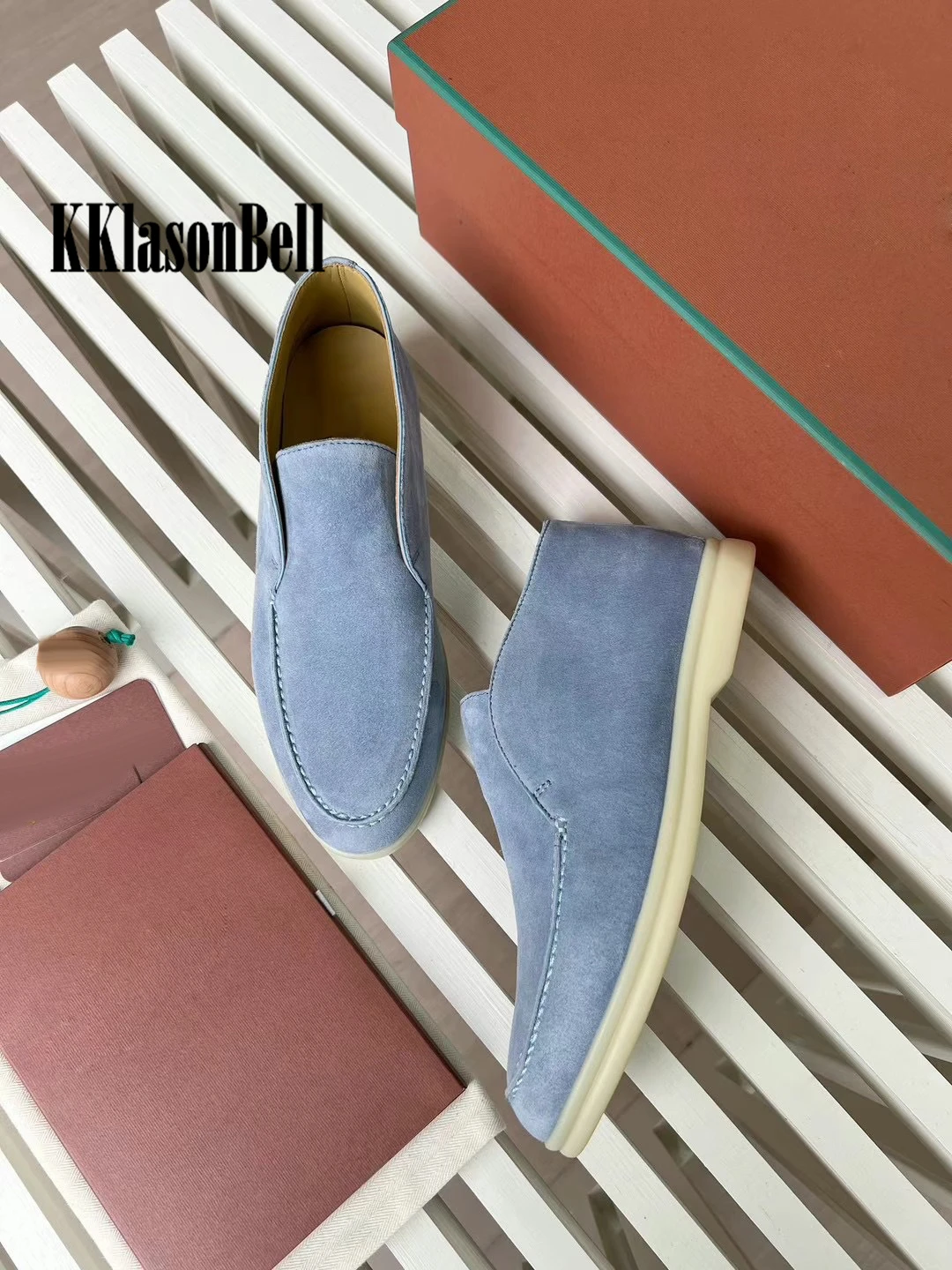 10.9 mocassini alti da donna in pelle scamosciata di mucca Casual comode scarpe Slip-On KKlasonBell