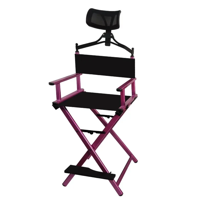 Aluminum alloy folding makeup chair with pillow High backrest director chair outdoor portable multifunctional chair