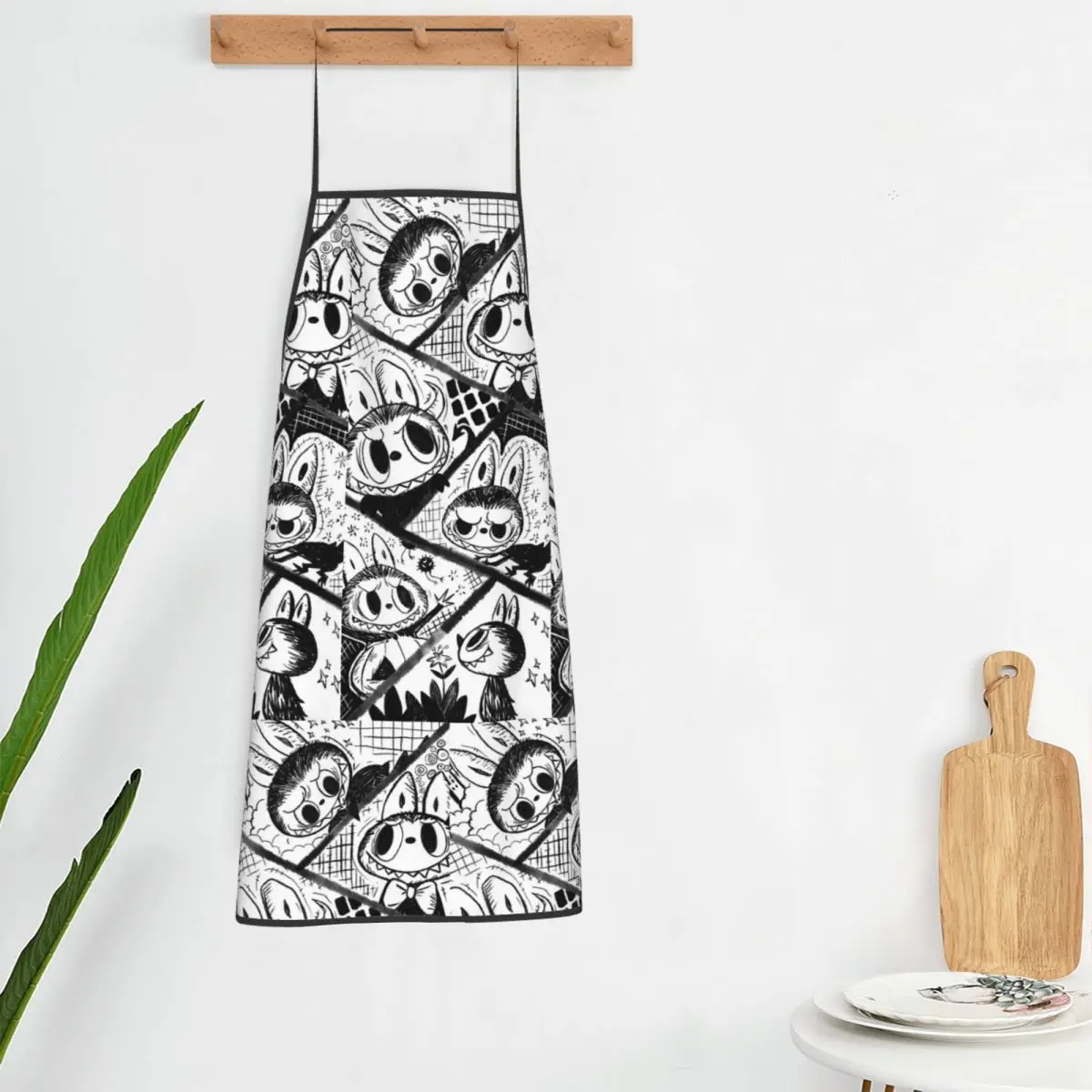 Custom Unisex L-Labubues Comic Kitchen Chef Cooking Baking Apron Men Women Tablier Cuisine for Painting