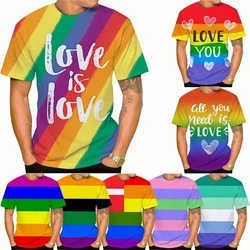 New LGBT Rainbow Flag 3D T-shirts Lesbian Gay Fashion Hip-hop Unisex Casual Short Sleeve T-shirt Summer Men's Clothing Cheap Top