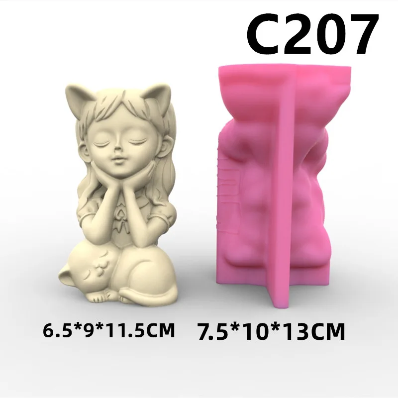 

Long Eared Girl Silicone Mold for Handmade Desktop Decoration Gypsum Resin Pen Holder Flower Pot Micro-landscape Silicone Mould