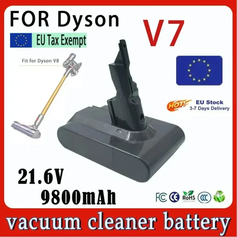 Für Dyson V7 Akku - 21,6V 9800mAh Lithium-Ionen-Akku, kann den V7 Tier Pro Staubsauger-Akku ersetzen, 100% original, professionell und hochwertig.