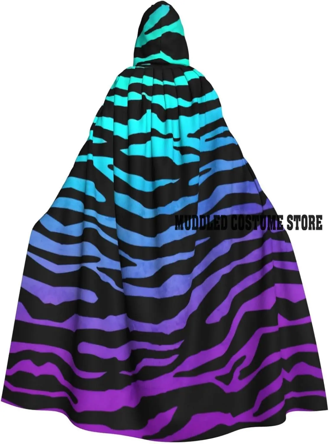 

Unisex Purple Blue Green Camouflage Zebra Stripes Print Adult Hooded Cloak Decoration Cloak Cosplay Costumes Halloween Hoodie