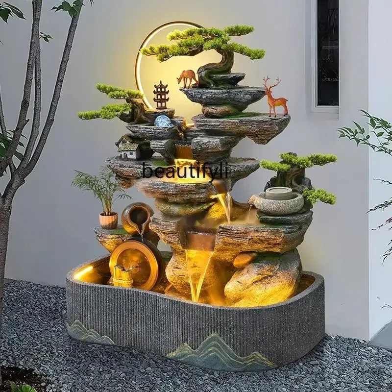 Floor-to-ceiling landscaping living room fish tank garden outdoor landscape decoration rockery fountain courtyard layoutHY