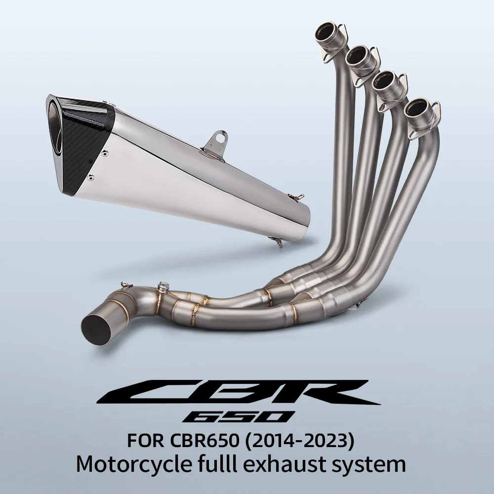 

Full Motorcycle Exhaust muffler System For CBR650F CBR650R CB650R elbow Front Link Pipe Escape Moto Slip-On 51MM muffler