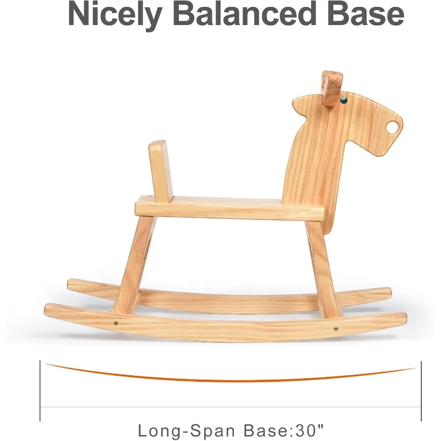 Cavallo a dondolo in legno per bambini Ride On Toy Rocker per bambini Renna a dondolo con schienale Ideale per compleanno, Natale, regalo di compleanno