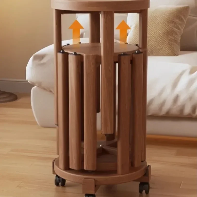 New Wooden Stackable Round Stool Creative Compact Side Table Living Room Furniture Solid Wood Nightstand Bedside Stool