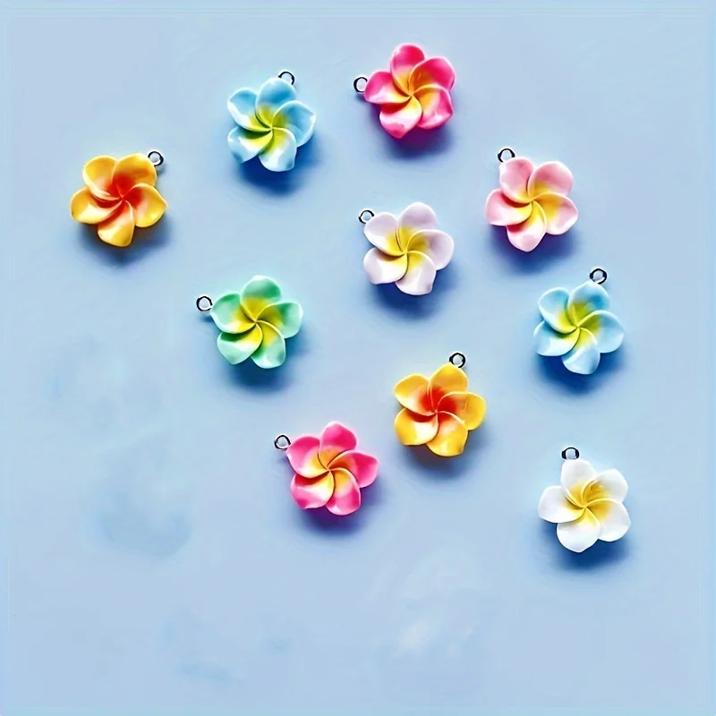 10pcs egg flower resin jewelry pendant with five petals of small flowers, summer style colorful resin flower pendant