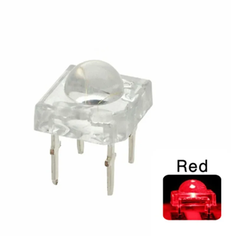 100PCS  5MM Piranha Red LED Super Flux Transparent Ultra Bright Water Clear Lens Lamp 4 Pin Light Beads